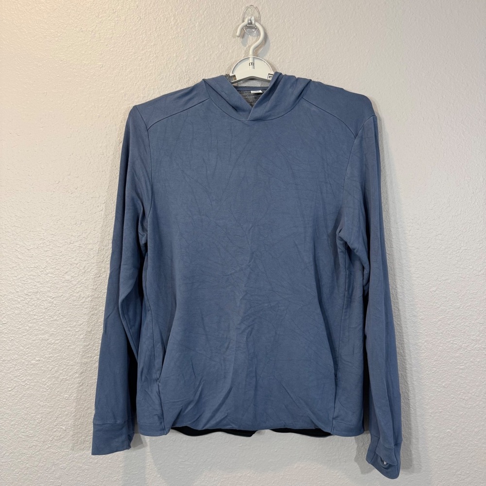 Old Navy Men's Size M Blue Go Dry Active Thumbhole Hoodie Kangaroo Pocket